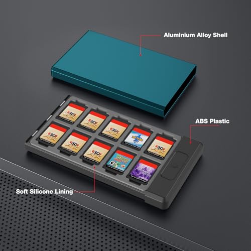 Image of HEIYING Switch Game Card Case for Switch 2 /OLED / Lite Game Cards, Metal Switch Game Holder with 20 Games Card Slots and 20 Micro SD Cards Slots