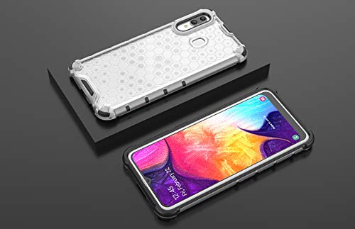Image of Glasgow | for Samsung Galaxy A20 Honeycomb Pattern Back Case Cover for Samsung Galaxy A20 with 4 Bumper Corners and Military Grade Protection - Transparent