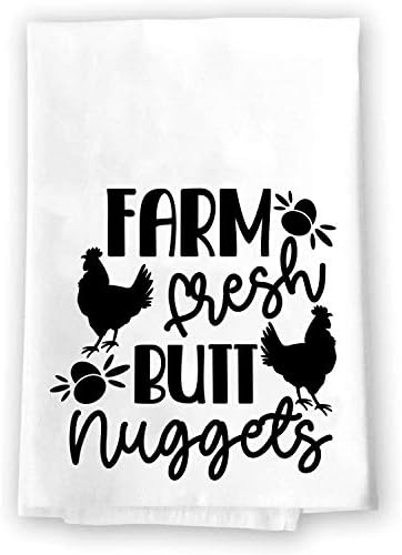 Farm Fresh Butt Nuggets Eggs Fall Farmhouse Rustic Kitchen Bathroom Decor |Decorative Terry Cloth Fabric Hand Towel | Vintage Home Theme Accessories | Dish Tea Rag