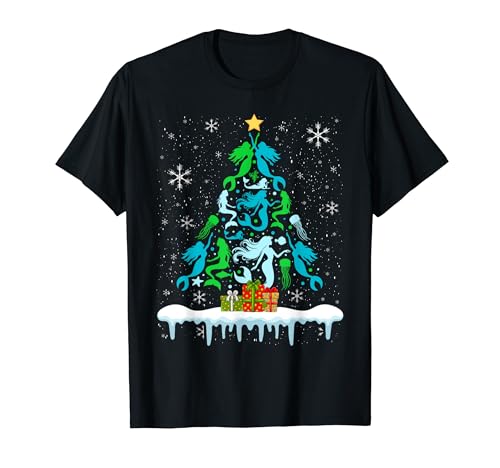 Mermaid Lover Xmas Holiday Mermaid Christmas Tree T-Shirt