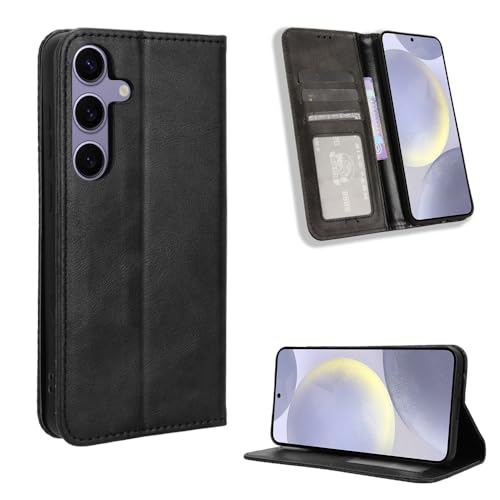 Étui de protection Samsung Galaxy S24 FE en cuir noir premium aux finitions soignées