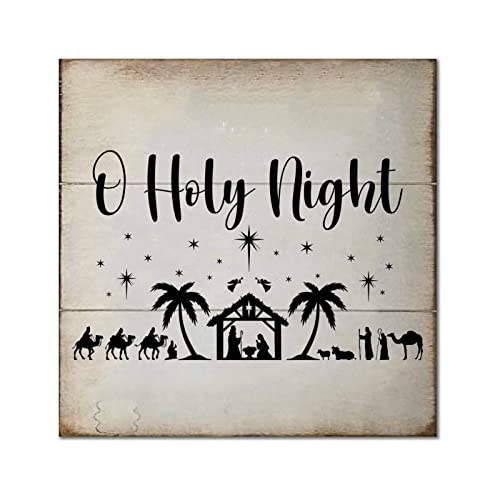 Décoration en bois rustique O Holy Night cadeau idéal table pendaison de crémaillère