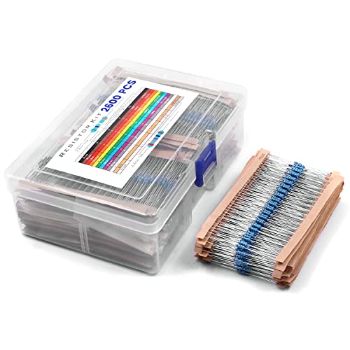 130 Values 2600 Pcs Resistor Kit 1% 1/4W 1 Ohm-3M Ohm Resistor Assortment Kit, Melktemn Metal Film Fixed Electrical Resistors With 1% Tolerance, Resistor Assorted Optional, 100% New, Rohs Compliant #TOP26