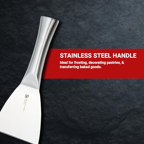 Image of HS 4 Inch Professional Stainless Steel Scraper with Medium Handle | Japanese Grade | Stainless Steel for Home and Commercial Use | SUS420J2