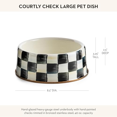 MACKENZIE-CHILDS-Pet-Bowl-Cute-Cat-and-Dog-Bowl-for-Food-and-Water-Black-and-White-Courtly-Check-Large MACKENZIE CHILDS Pet Bowl Cute Cat and Dog Bowl for Food and Water Black and White Courtly Check Large
