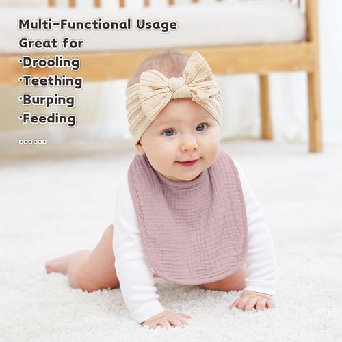 Susurration Muslin Baby Drool Bibs 6Pack Soft Square Adjustable Baby Bandana Bibs for Unisex Girls & Boys - Image 3