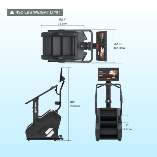 Image of STEPR PRO+ Stair Master with 27 inch Touchscreen with Streaming Platforms | Light Commercial or Home Use, 190 SPM, 7 inch Step Height, 400 lb Capacity Stair Stepper Machine
