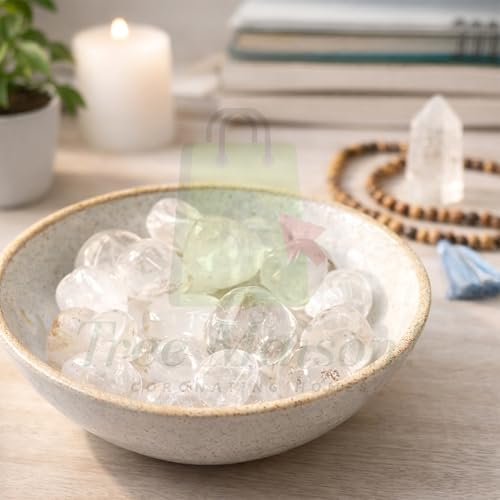 Image of Clear-Quartz Tumble Stone | 50 gm Tumbled Gemstones | Reiki Healing Stones | Home Decor Pebbles | Aquarium Gravel | Garden & Table Decor