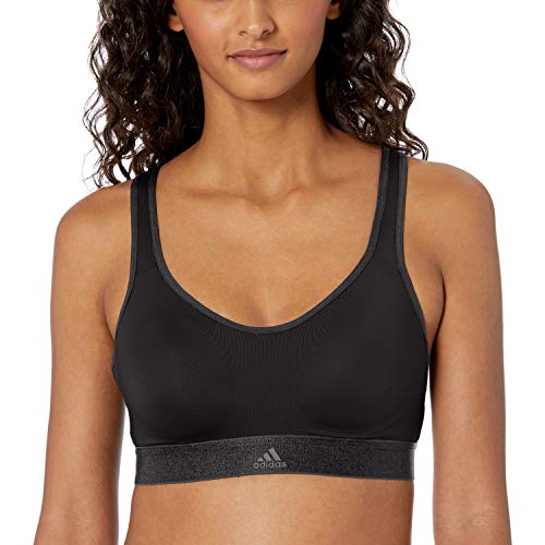 adidas Women's Stronger For It Workout Racer Bra, Black/Carbon, X-Small