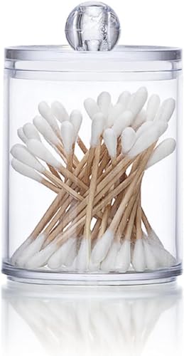 imi shop Porta Cotton Fioc, Tamponi Acrilici Scatola, Organizzatore per Bastoncini di Cotone per Trucco, Salvaspazio, per Riporre e Organizzare La Toletta in omaggio confezione di cotone fioc (1)