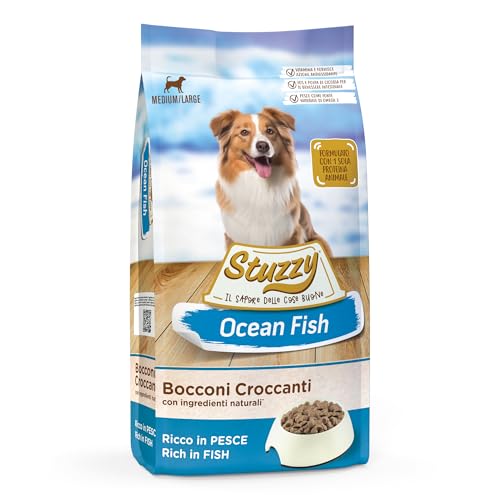 Stuzzy, Cibo Secco per Cani Adulti al Gusto Pesce Oceanico, Croccantini - Linea Oceanic Fish Formato Sacco da 12 Kg, packaging may vary