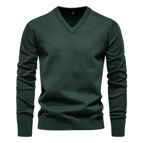 Pull en tricot à col en V homme en coton uni automne