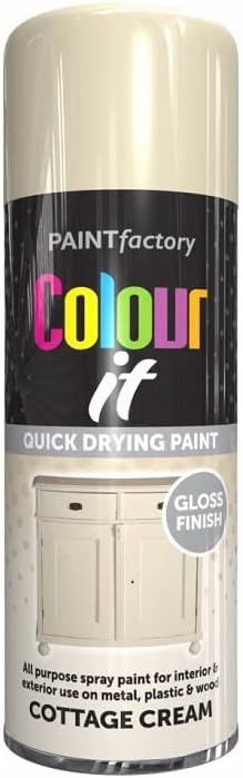 3x Cottage Cream Gloss All Purpose Aerosol Spray Paint 400ml Quick Drying Spray, Fast Dry and Excellent Coverage for Metal, Wood, Plastic and More by Diva Gift