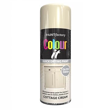 SuperGift.com 2x Cottage Cream Gloss All Purpose Aerosol Spray Paint 400ml Quick Drying Spray, Fast Dry and Excellent Coverage for Metal, Wood, Plastic and More by Diva Gift