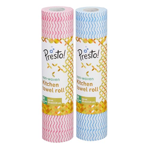 Amazon Brand - Presto! Non-Woven Kitchen Towel Roll | 50 Pulls (P...