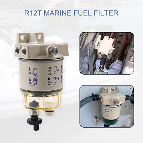CARMOCAR Marine Fuel Water Separator/Diesel Fuel Filter/Water Separator for R12T MARINE SPIN-ON HOUSING 120AT NPT ZG1/4-19 Includes 2 fittings,2 plugs by CARMOCAR - Image 5