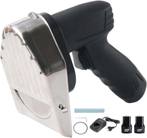 Cuchillo eléctrico inalámbrico para shawarma, cortador de kebab turco de 2800 RPM con 2 baterías recargables, grosor ajustable de 0 a 8 mm, cortador de kebab de mano para restaurantes y carnicerías(Wa