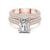 GOLD TROVE 925 Sterling Silver Moissanite Wedding Ring for Women in Rose Gold Plated Engagement Rings Hypoallergenic, Non-Tarnish Gemstone Jewellery Gift for Ladies Size 6
