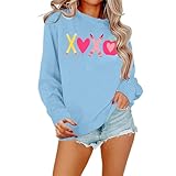 QJDFLL Geschenke Partner Valentinstag Sweatshirt: Lehrer Sweatshirt Teach Langarm Pullover Tops(Himmelblau,L)