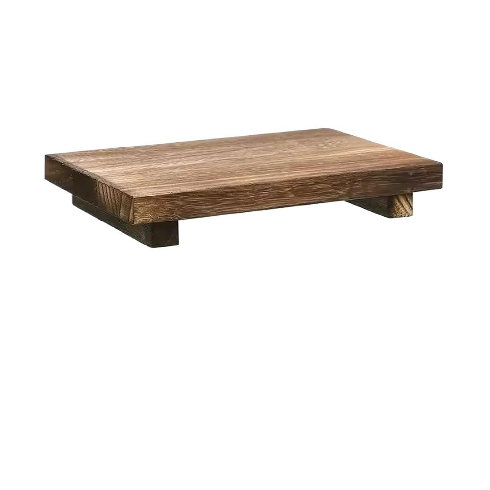 LIANXIBAG Wood Tray Pedestal Stand Bathroom Decor Wooden Vanity Hands Soap Scented Candle Storage Holder(Coffee)
