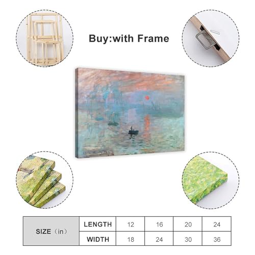 Impression Sunrise par Claude Monet : impression sur toile 30x45 cm