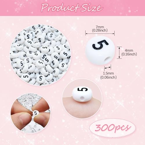 Image of Looconi 300pcs Number Beads 5 Plastic Beads for Jewelry Making