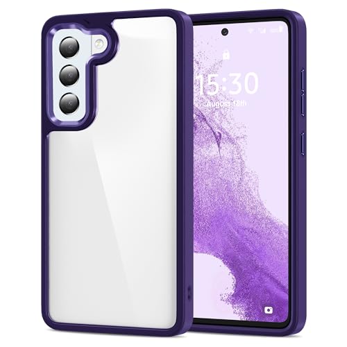 Image of HOOMIL Case for Samsung Galaxy S22 Plus 5G 6.6-Inch, Non-Yellowing, Drop Protection, Anti-Scratch Transparent Hard Back Phone Cover - Dark Purple