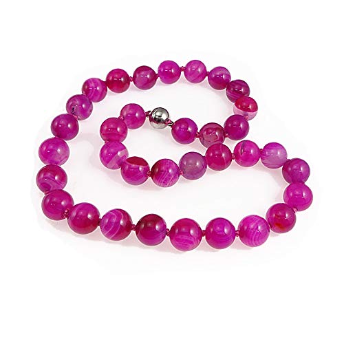 Collier en agate rose fait main 14mm pour sublimer un décolleté terne