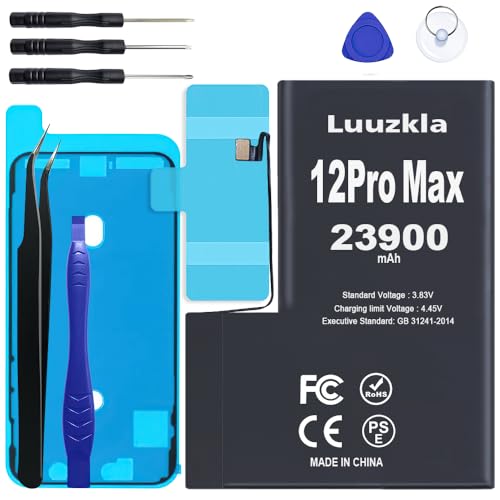 Luuzkla 23900mAh (New Upgrade) Battery Compatible with iPhone 12 Pro Max Super Capacity Battery Replacement Compatible with iPhone 12 Pro Max with Full Tool Kits-0 Cycle-24-Month Service