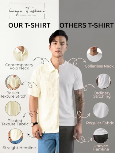 Image of Leriya Fashion Cotton T-Shirt for Men - Soft Breathable Fabric | Regular Fit Half Sleeve Collar Tee for Summer Casual Wear (Available in Plus Size)