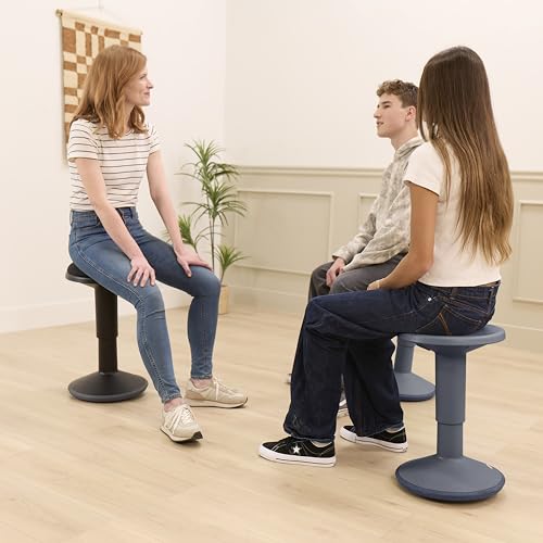 Image of Back2School Express Adjustable Height Wobble Stool, Active Seating Chair with Padded Cushion, Ergonomic Flexible Desk Stool for Teens and Adults, Black