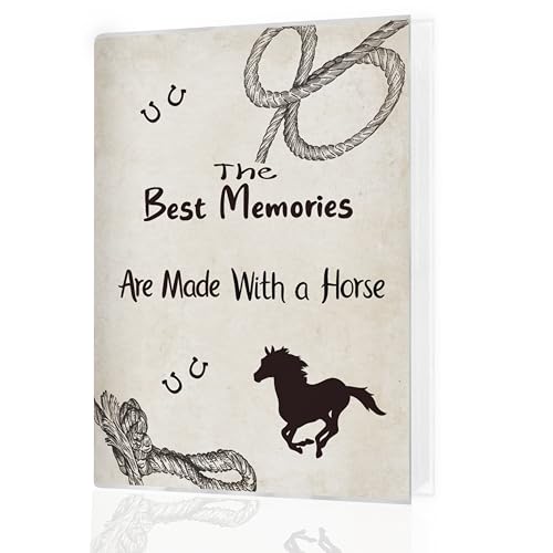KJULYW Horse Photo Albums 4x6 Pictures, Gifts for Horses Lovers, the Best Memories Are Made with a Horse Small Memory Photo Album Book for Family Wedding Anniversary Vacation Travel