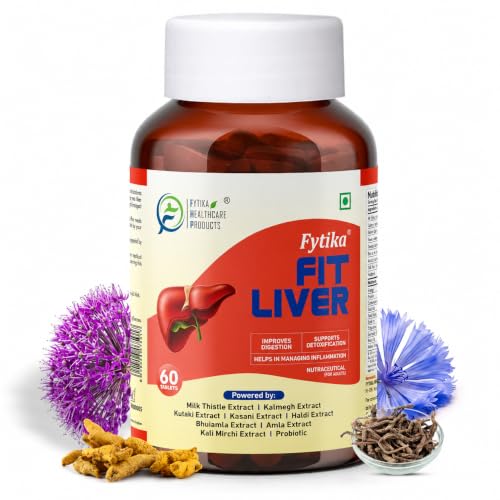 Image of Fytika Fit Liver Detox Tablets | Milk Thistle, Kalmegh, Kutaki, Curcumin, Bhumi Amla & Probiotics | 60 Tablets