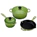 Le Creuset of America 5 Piece Signature Enameled Cast Iron Cookware Set, Palm