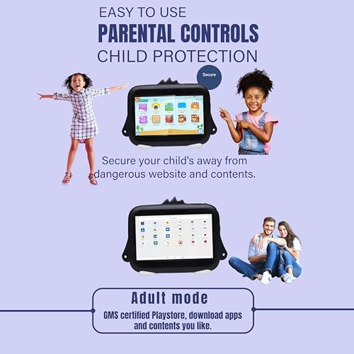 Image of Kids Android Learning Tablet | 7 inch HD Display | Pre-Loaded Learning Apps | Parental Control | WiFi | Shockproof Case | Kids Educational Smart Tablet | Ideal for Ages 3-10 (Black)