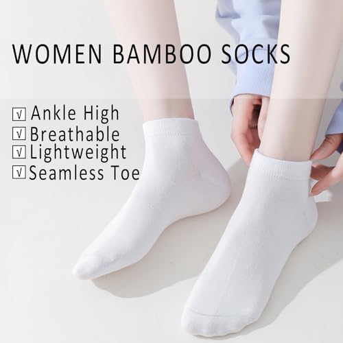 Image of EPEIUS Women's Bamboo Ankle Socks - Seamless Toe, Low Cut, No Show, Lightweight 3 /6 Pack