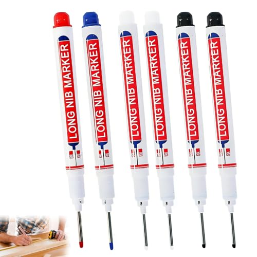 PBAHAUP Juego de 6 Marcadores Permanentes Profesionales, Marcador Metal y Madera Impermeable de Punta Extra Gruesa, Rotuladores Indelebles de Tinta Opaca para Marcado en Construccion, Carpinteria