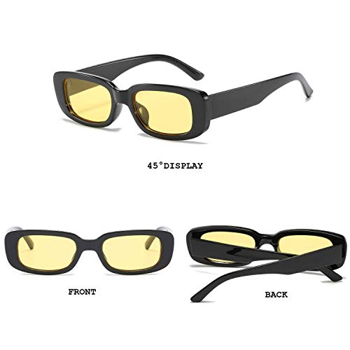 Image of Rectangle Sunglasses for Women Retro Driving Glasses 90's Vintage Fashion Narrow Square Frame UV400 Protection