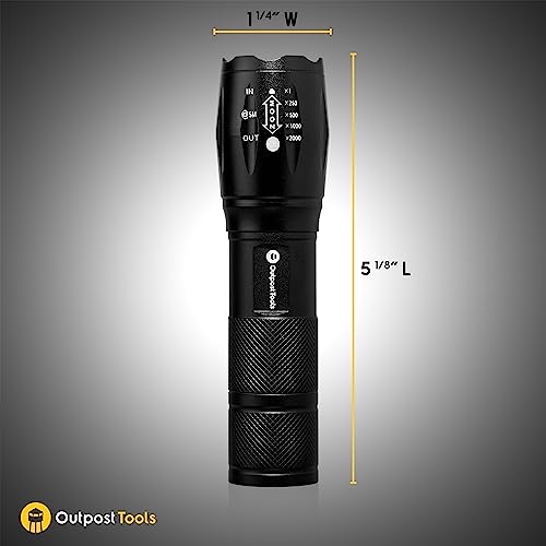 Outpost Tools Compact Flashlight, High Lumens Tactical Flashlights, Mechanic, Emergency, Or Camping Bright Light With Multiple Modes Including Zoom - Rechargeable Battery - Powerful Yet Small Light #TOP2