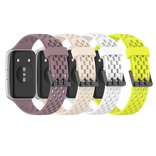 FitTurn Sport Bands Compatible with Huawei Band 11/11 Pro/11 NFC Band Men Women,Soft Silicone Breathable Waterproof No Gap Strap for Huawei Band 11/11 Pro/11 NFC SmartWatch (4pack-2)