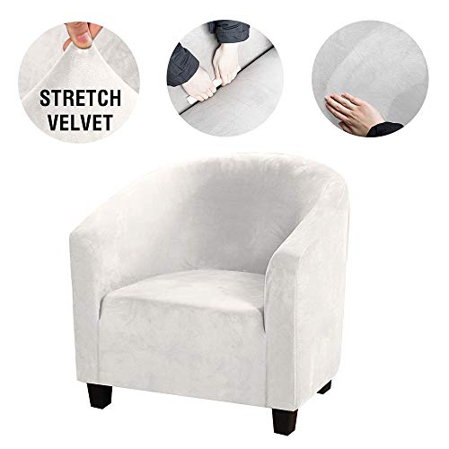 Mifxin Tub Chair Covers Thick Velvet Stretch Club Chair Slipcovers Spandex Soft Armchair Sofa Cover Furniture Protector For Living Room Bar Cafe Hotel (2 Pack, White) #TOP5