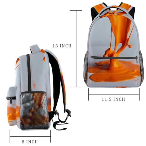 Pure Orange Color (2) Backpack for Boys & Girls with Adjustable Shoulder Straps, Carry Handle & Dual Drink Bottle Sleeves2