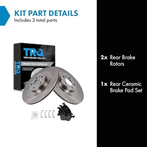 Image of TRQ Rear Brake Pad and Rotor Set Ceramic 340mm Rotors Compatible with 2020-2022 Volvo XC90