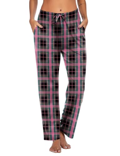 Image of Ekouaer Women Pajama Pants Comfy Pj Bottom with Pockets Stretch Plaid Sleepwear