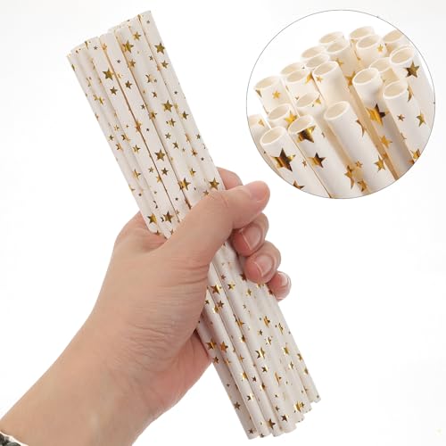 KICHOUSE 100 pitillos desechables de papel color dorado miniatura 7