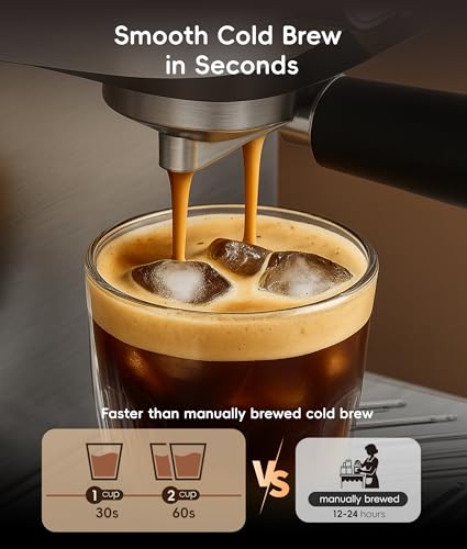 Image of ecozy 4-in-1 Espresso Machine and Coffee Maker Combo with Milk Frother, All in One with Cold Brew & Over Ice, Interactive Touch Screen, Brezzano Elite Series for Cappuccinos, Lattes, Americanos