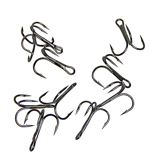 linyutech Angelhaken 50 Stück/Kasten aus Kohlenstoffstahl Triple Haken, verwendet for Hartköder rund und gekrümmte… – Bild 4