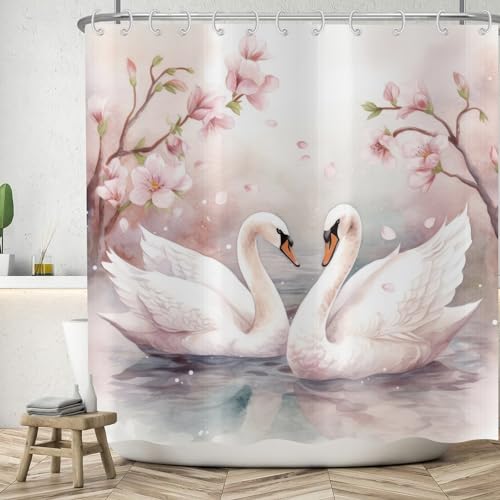 ASDCXZ Swan Shower Curtain 180x180 cm