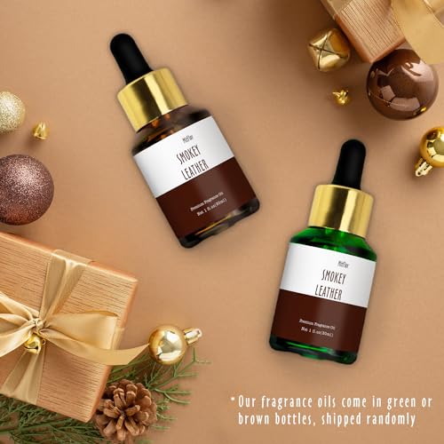 Image of Smokey Leather Fragrance Oil, MitFlor Single Scented Essential Oil for Diffuser, Premium Grade Fragrance Oil for Soap & Candle Making, Men & Woody Scent for Home Fragrance, 30ml