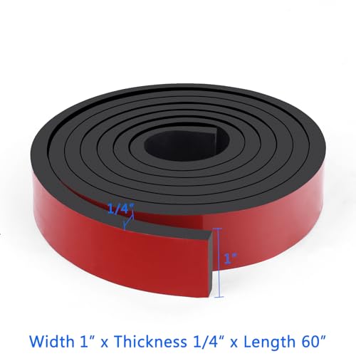 Image of WochiTV Adhesive Rubber Strips Rolls, 1 inch Wide x 1 /4 inch Thick x 5 ft Long Self Stick Neoprene Rubber Perfect for DIY Gasket Material, Sealing, Liner, Shield, Padding, Mat